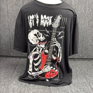 ROMWE Black and Red Short Sleeve Tee with Skeleton Graphic